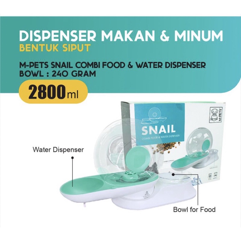 Jual snail combi food and water dispensertempat makan minum hewan M
