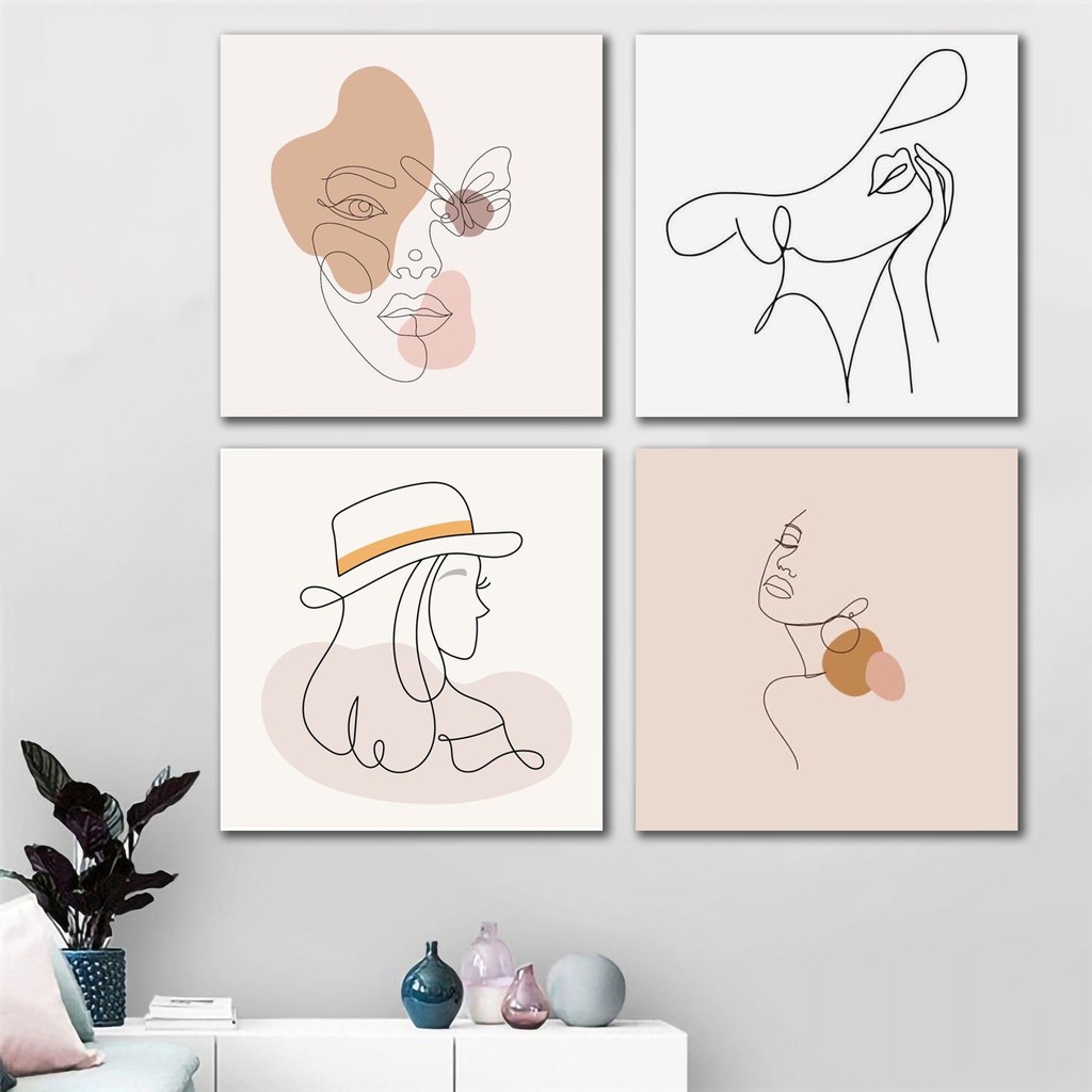Jual Hiasan Dinding Poster Kayu WOMEN LINE ART [20X20] Wall Decor