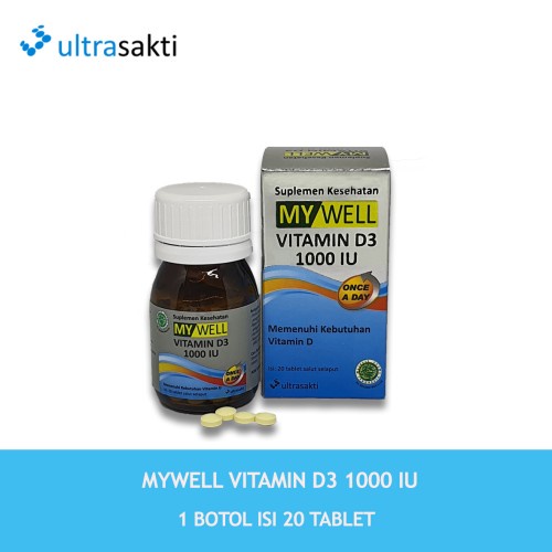 Jual MY WELL VITAMIN D3 1000 IU BOTOL 20 KAPLET SALUT SELAPUT READY HALAL Vitamin D Tulang Otot
