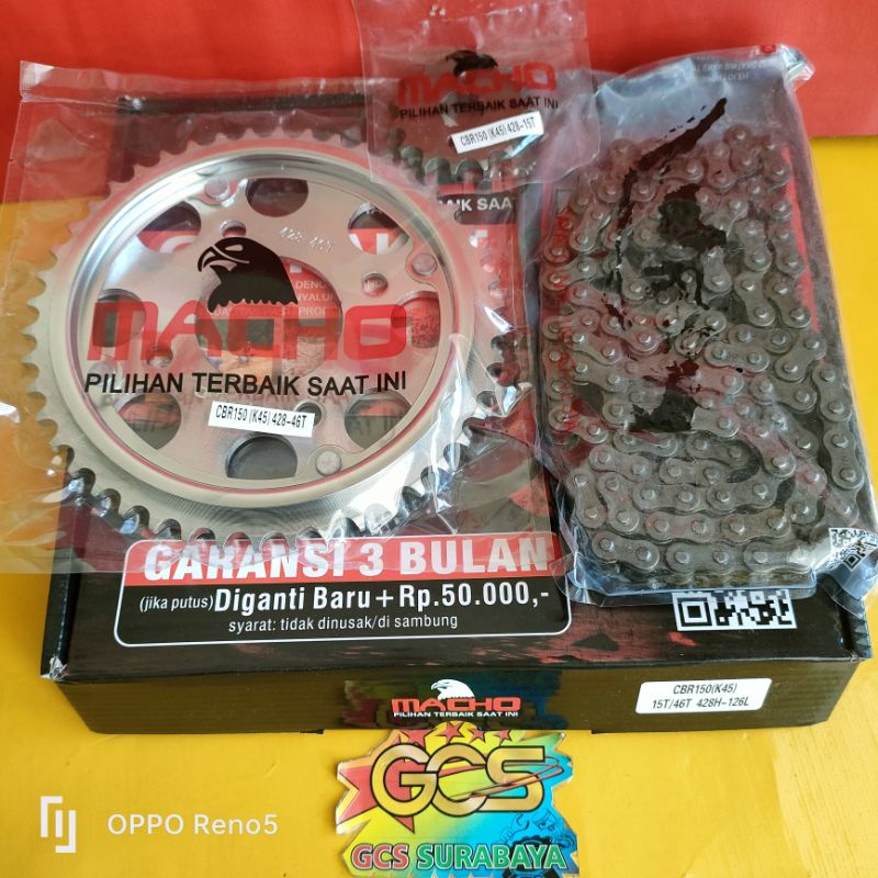 Jual gearset,ger set,gir set,rantai gir paket full set cbr 150 k45