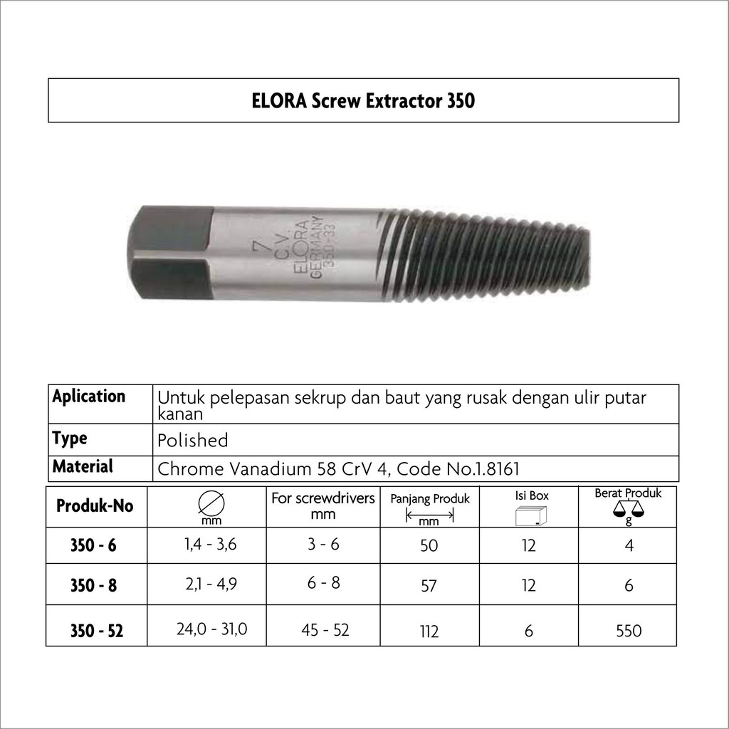Jual ELORA Screw Extractor 350 Shopee Indonesia