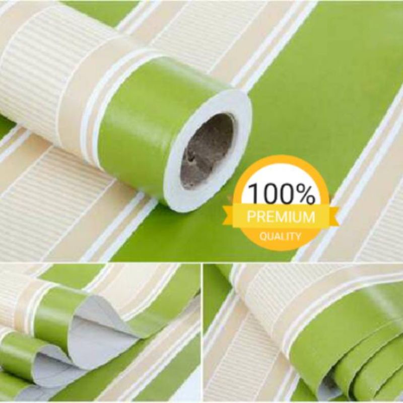 Jual Wallpaper Sticker Dinding Motif Garis Hijau Putih Minimalis