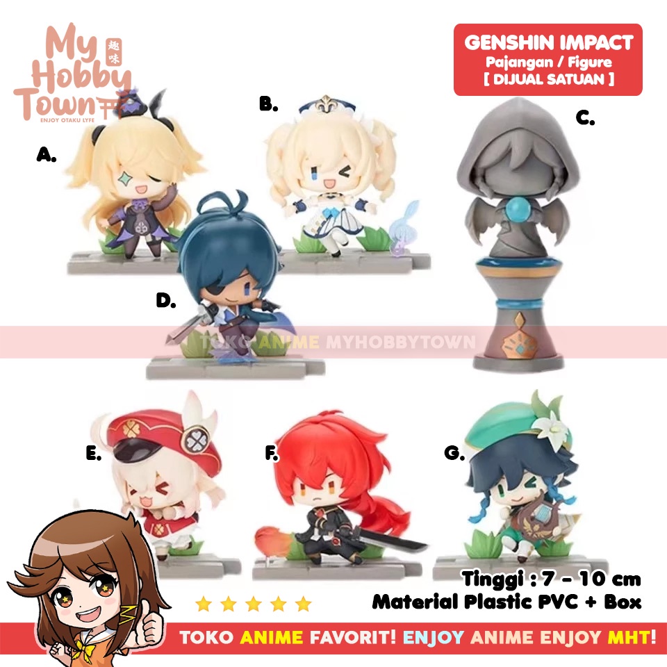 Jual Figure Anime Game Genshin Impact Barbara Dilluc Fischl Kaeya Klee Venti Mondstadt Statue Of