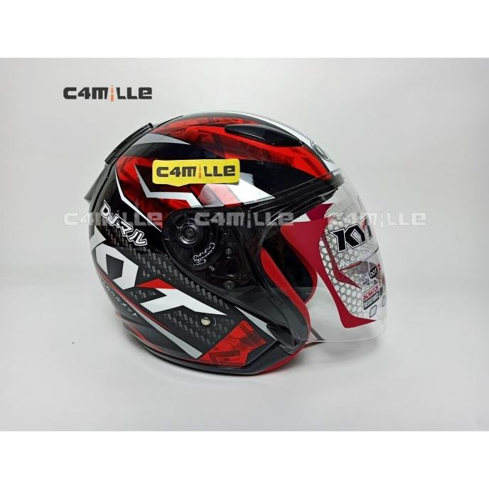 Jual HELM MOTOR HELM KYT DJ MARU 15 BLACK RED HALF FACE TERBAIK