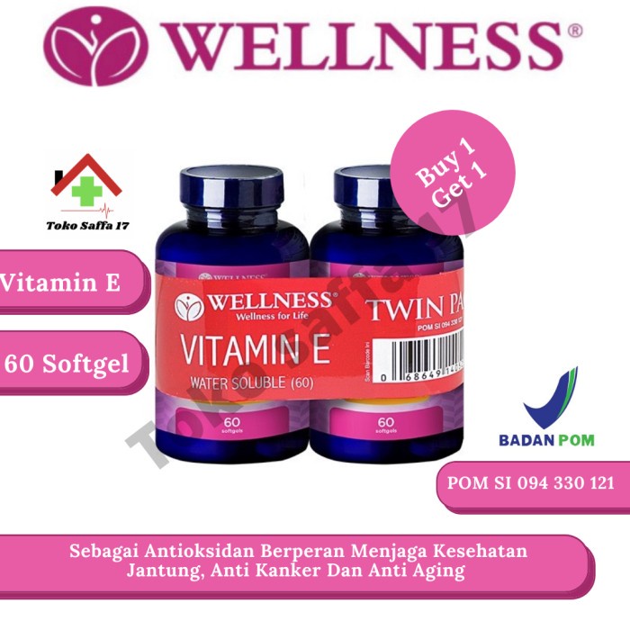 Jual Wellnes Vitamin E 400Iu / 400 Iu Water Soluble 60 Softgels Buy 1