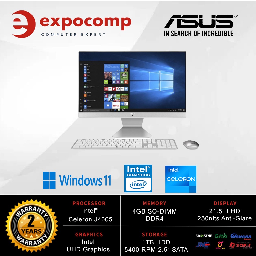 Jual ASUS PC ALL IN ONE V222GAKWA141W WHITE J4025 Shopee Indonesia