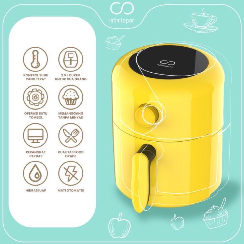 Jual Infinilapan air fryer 2,5 liter kuning Shopee Indonesia