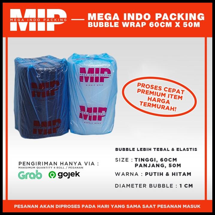Jual BUBBLE WRAP ROLL 60 CM X 50 METER HITAM PUTIH MEGA INDO PACKING