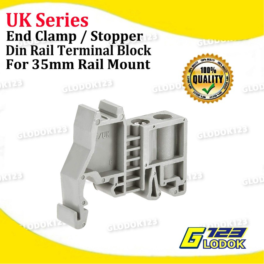 Jual Stopper Terminal Block Blok Din Rail End Clamp 2 Screw Baut 35 Mm