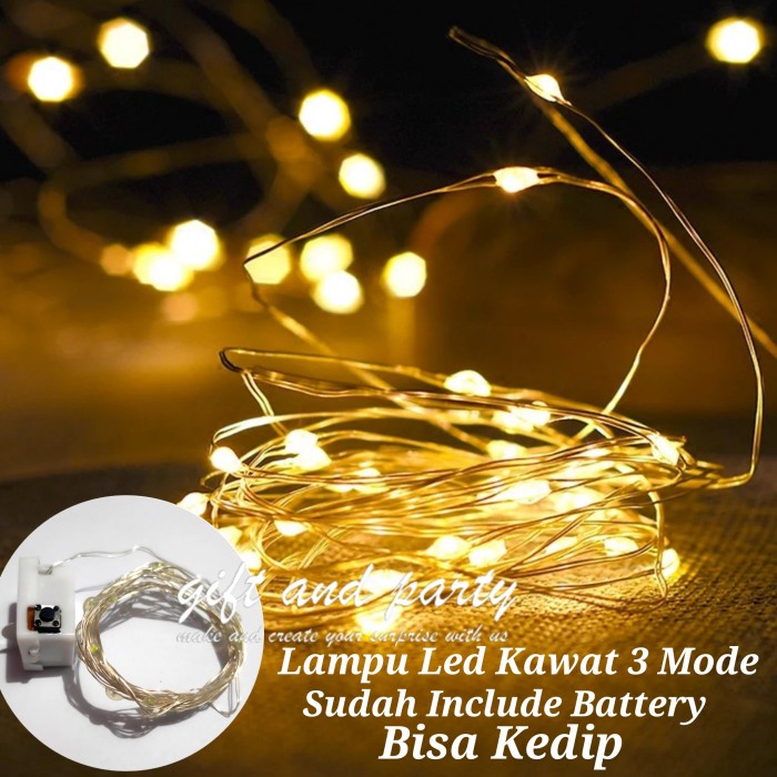 Jual Lampu LED Kawat Warm White / Lampu Hias LED Baterai / Lampu Tumblr(04)