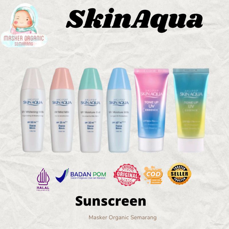 Jual ada logo halal Sunscreen Skin Aqua UV SPF 50+ PA +++ Moisture Milk