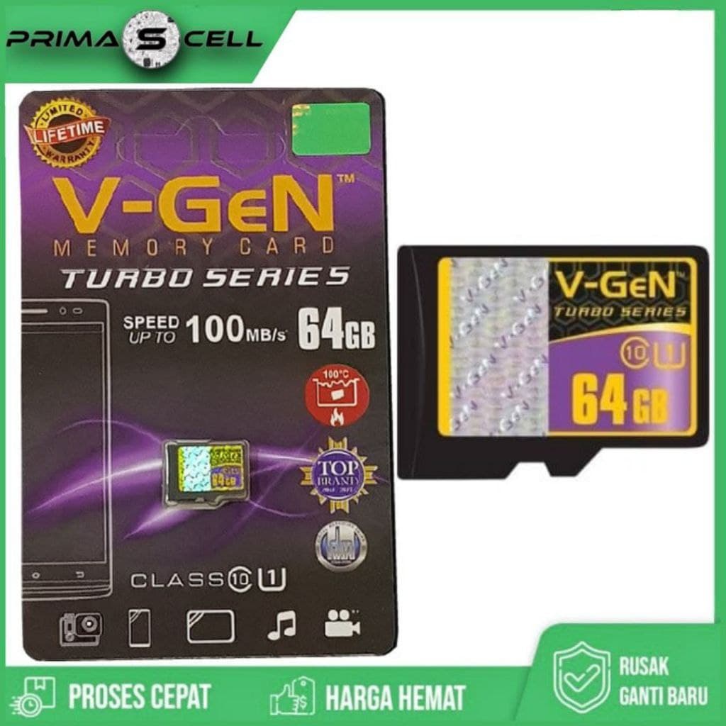 Jual VGen Kartu Memory 64GB Class 10 Vgen Memory Card 64 GB Turbo