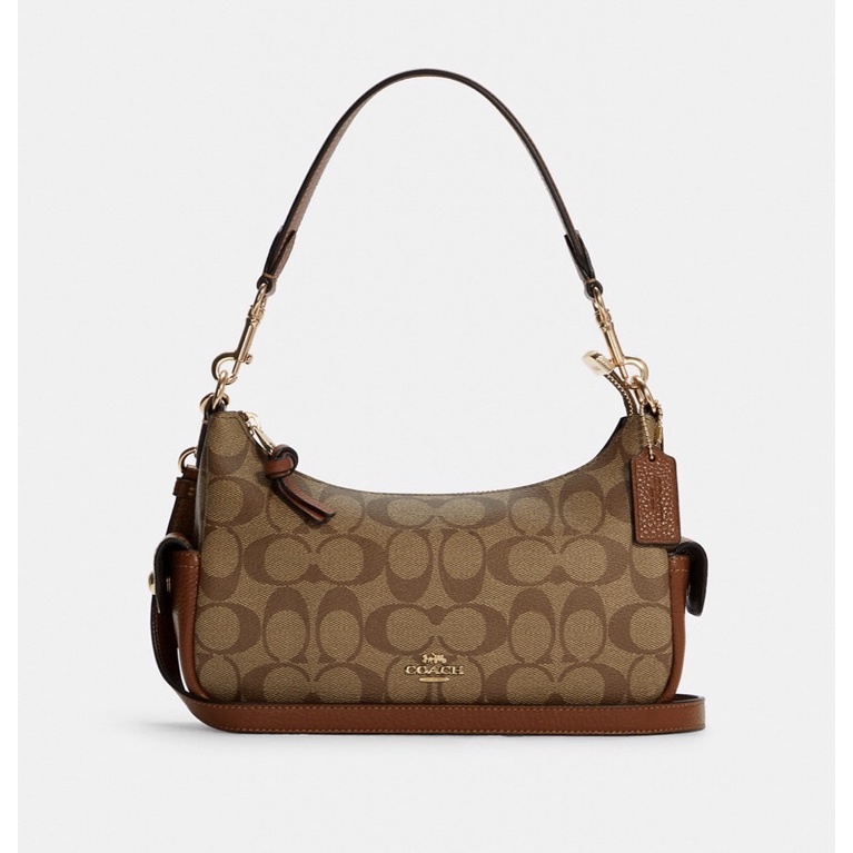 Jual Coach Pennie Shoulder Bag 25 In Signature Canvas Khaki redwood