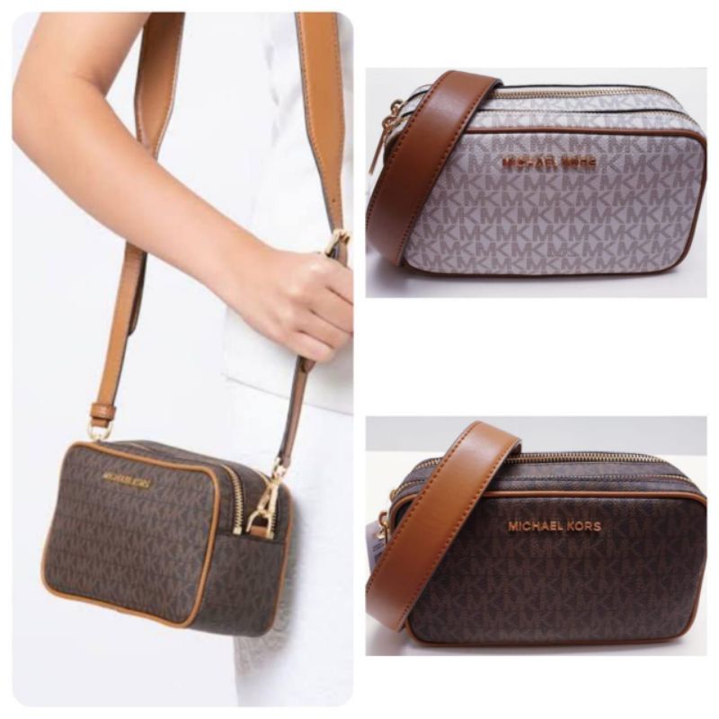 Jual MK Connie Monogram Small Camera Bag Crossbody Brown / Vanilla