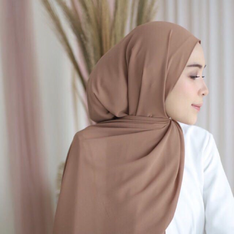 Jual Pashmina Ceruty Babydoll Polos Mocca Pashmina Ceruty Mocca