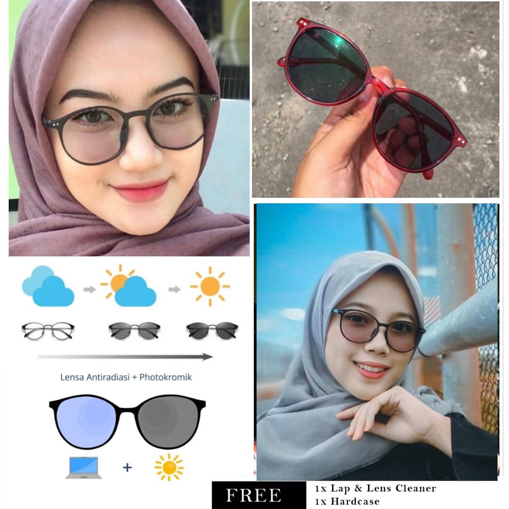 Jual Kacamata Gelap Photocromic Anti Radiasi Style Hijab Trendy Terbaru