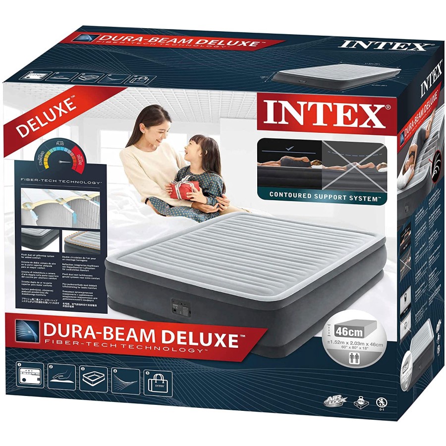 Jual INTEX Kasur Angin Durabeam DELUXE Queen 64414 Built in Electric Pump Shopee Indonesia
