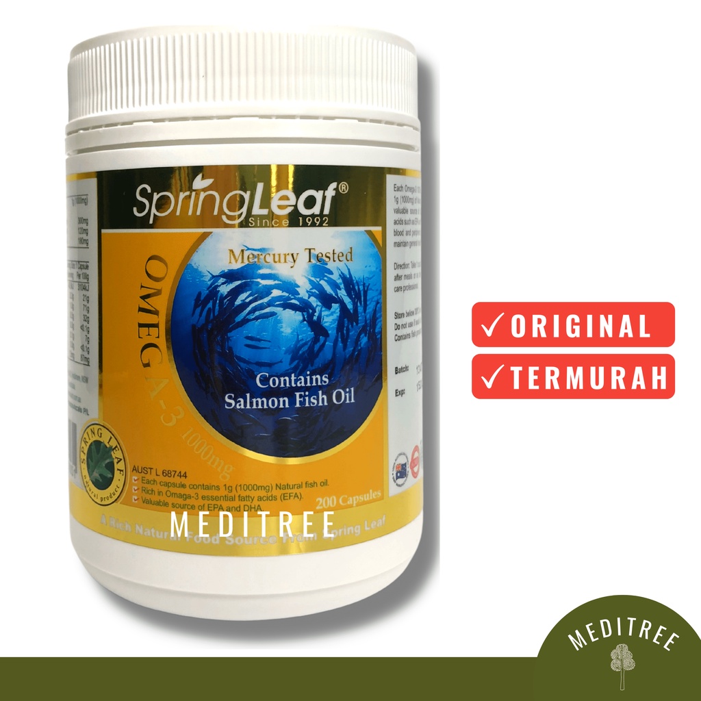Jual OMEGA 3 SPRING LEAF (100 & 200 KAPSUL) MINYAK IKAN READY EXPIRED