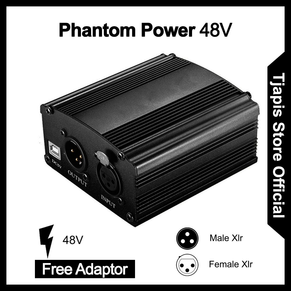 Jual TAFFSTUDIO 48V PHANTOM POWER SUPPLY FOR CONDENSER MICROPHONE BLACK