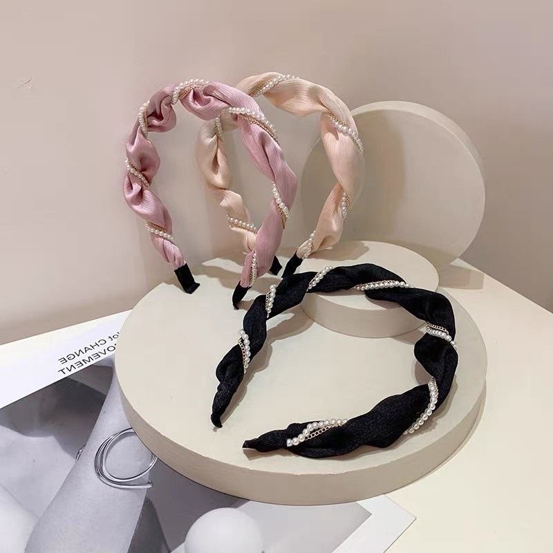 Jual Town Shell KURO Premium Korean Pearl Headband / Bando Mutiara Korea / Bandana Shopee