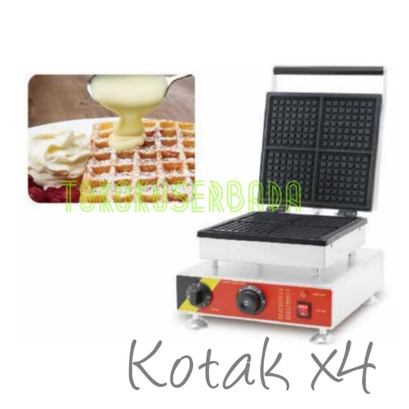 Jual Mesin Waffle Maker Cetak & Panggang Listrik (Bentuk Kotak x4