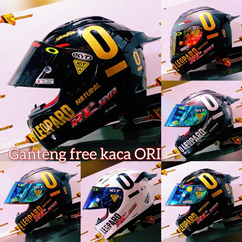 Jual Helm full face kyt rc seven Solid Black Doff_modif Red Bull Paket