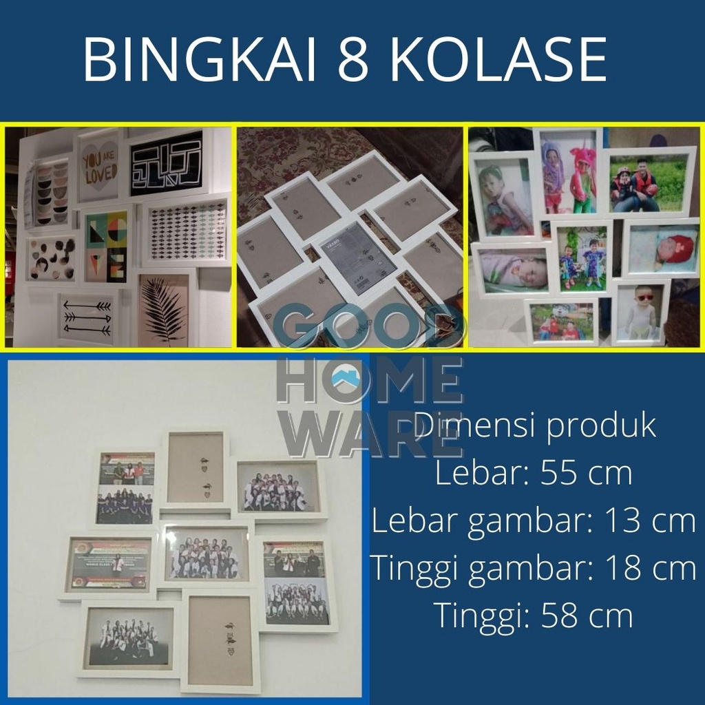 Jual GHW VAXBO Bingkai kolase untuk 8 gambar, putih, 13x18 cm, frame photo VA1983 IKEA Shopee
