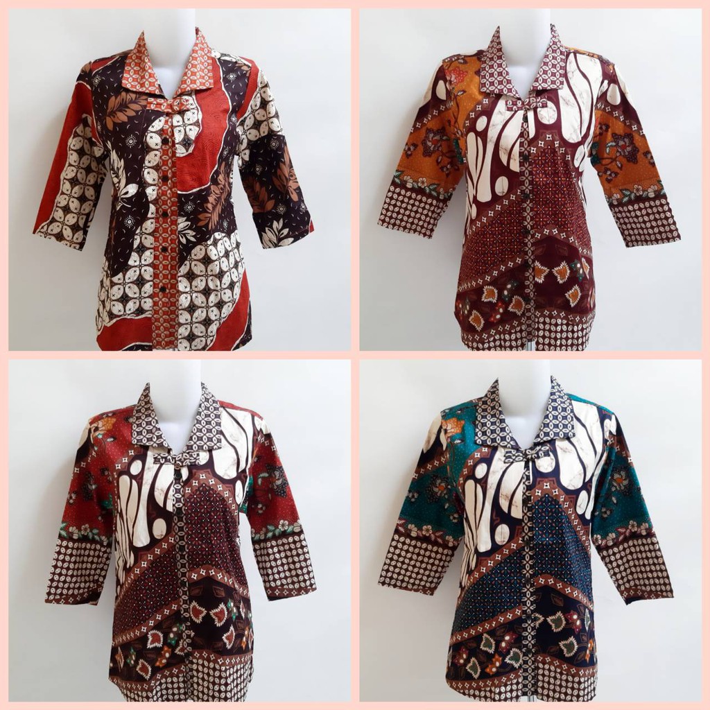 Jual BAJU ATASAN BATIK PREMIUM BATIK KERAH MODEL ROMPI BLOUSE BATIK(03)