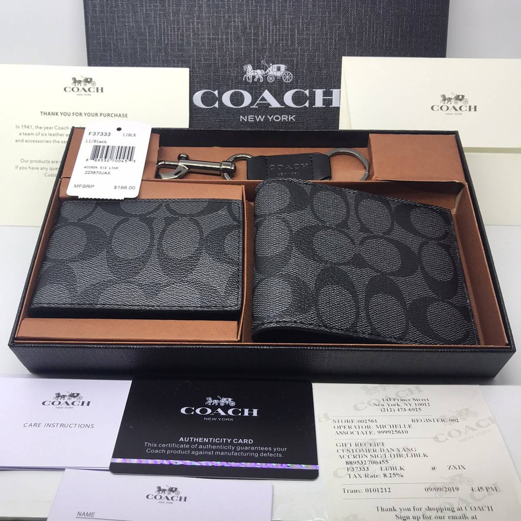 Jual Coach Men Wallet Signature Canvas Gift Set (Black) Shopee Indonesia