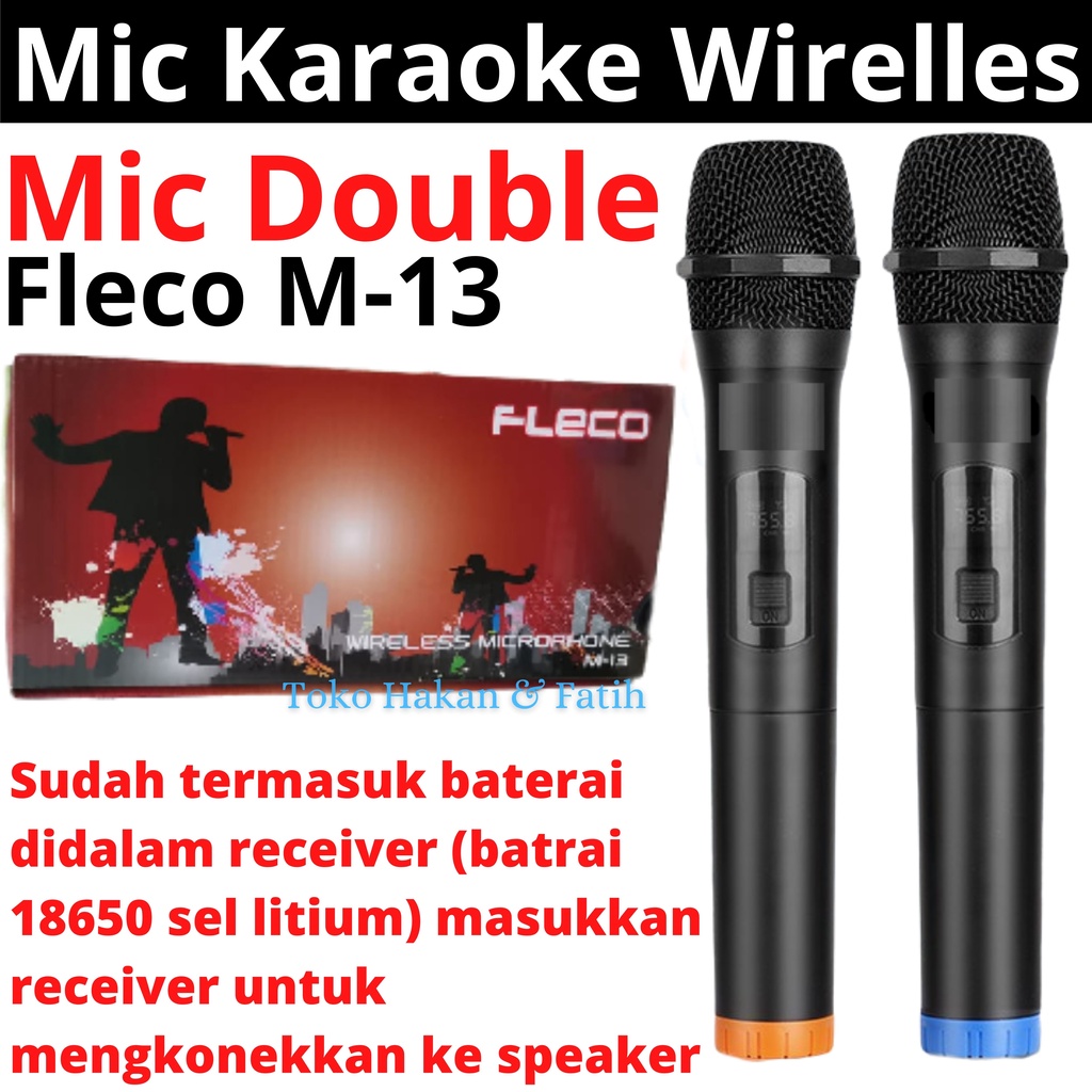 Jual Microphone Profesional Wireless Mic Double FLECO M13 Microphone