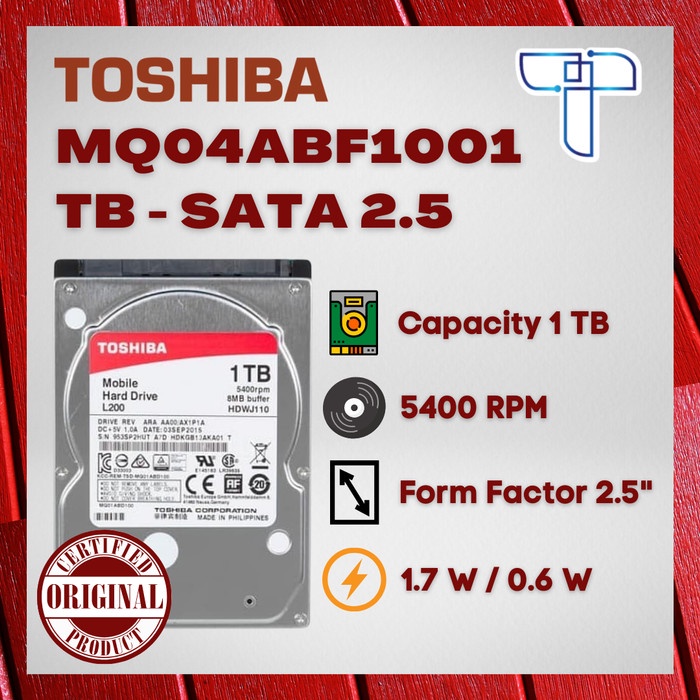Jual HDD Internal Laptop Toshiba MQ04ABF100 1 TB SATA 2.5 | Shopee
