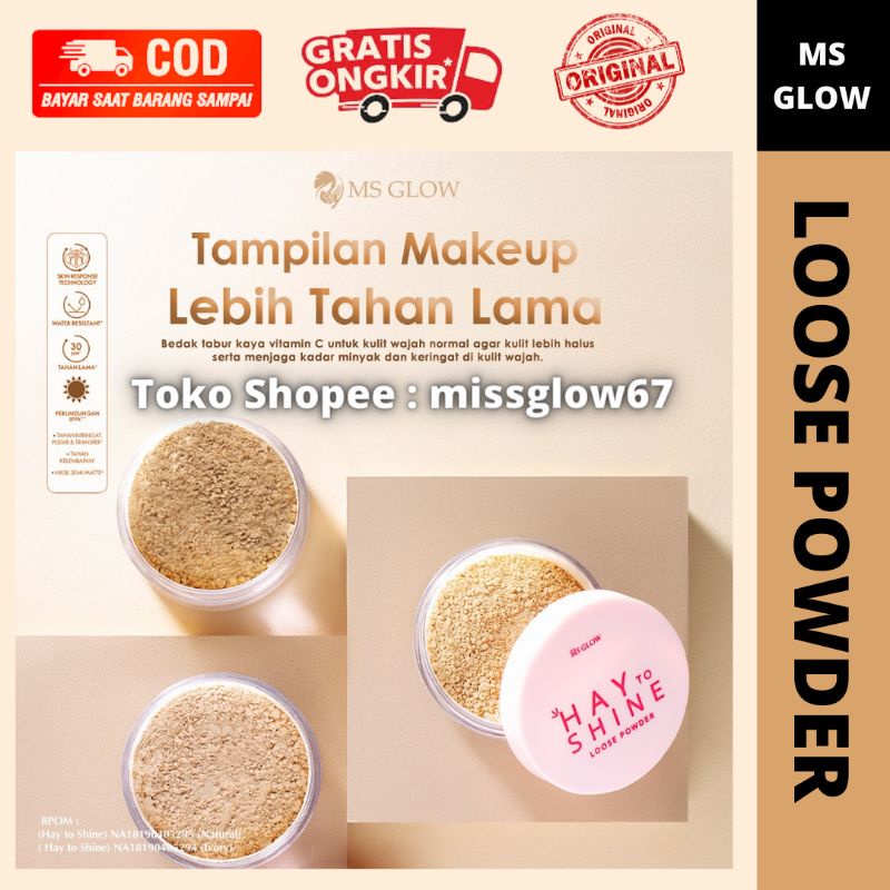 Jual BEDAK TABUR MS GLOW ANTI KILAP (LOOSE POWDER) Shopee Indonesia