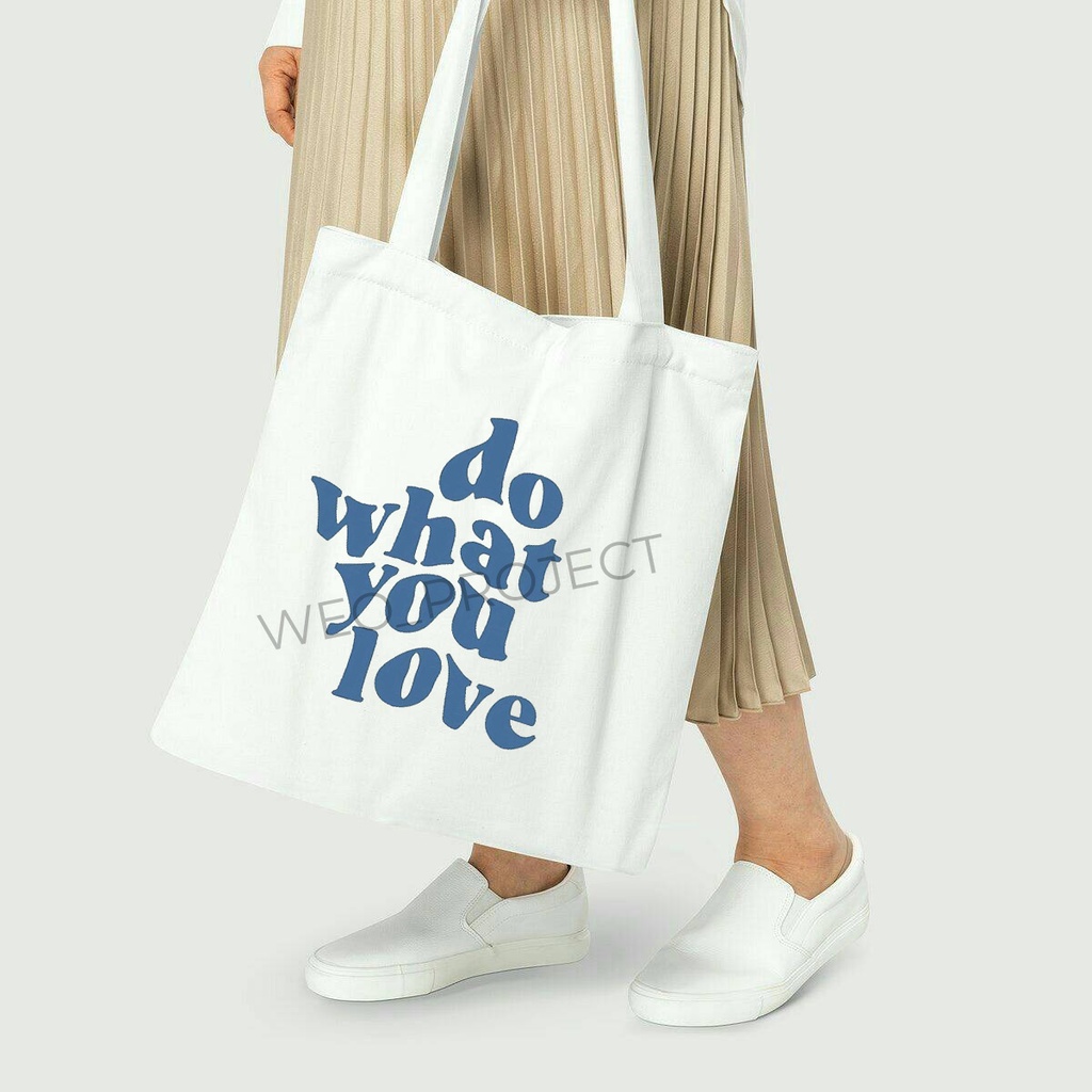 Jual TOTE BAG KANVAS / TOTE BAG WANITA / TOTE BAG Motivasi english word