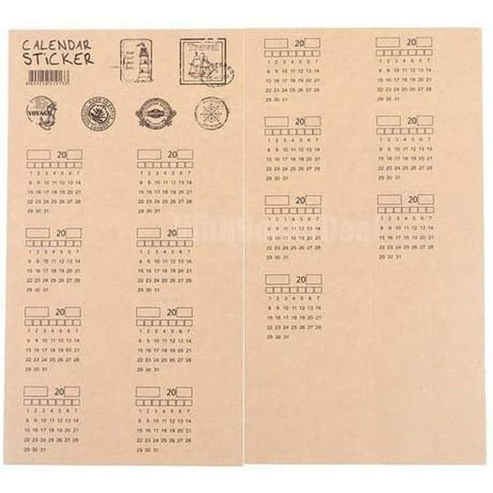 Jual Kraft Paper Calendar Sticker Stiker Kalender (2 sheets) Shopee