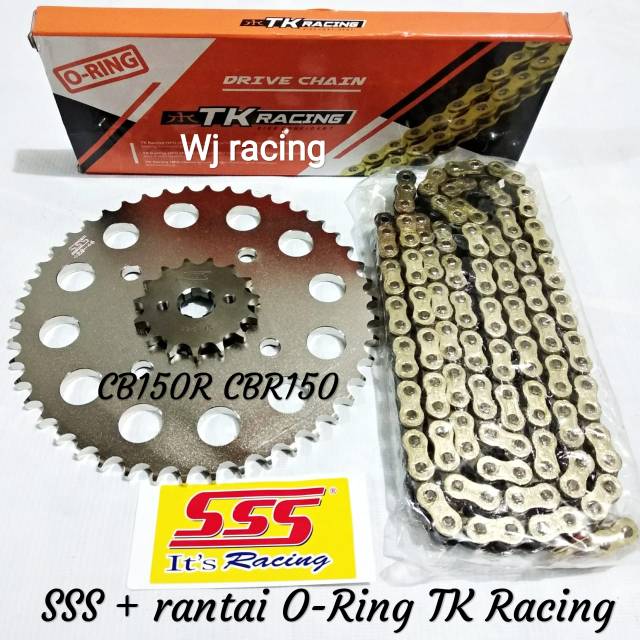 Jual Gear Set SSS CB150R /CBR150 dan Rantai O ring TK racing 428 HPO