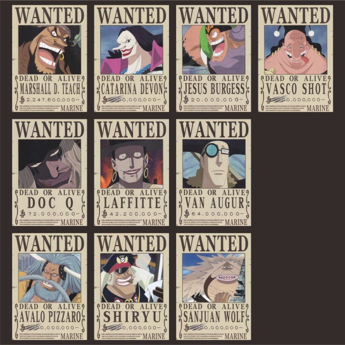 Jual Poster Bounty Wanted One Piece Blackbeard Pirates A4 (20cmx30cm