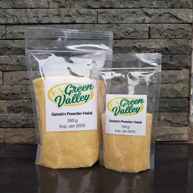 Jual Gelatin Bubuk / Gelatine Powder Green Valley 350 Gram / Gelatin