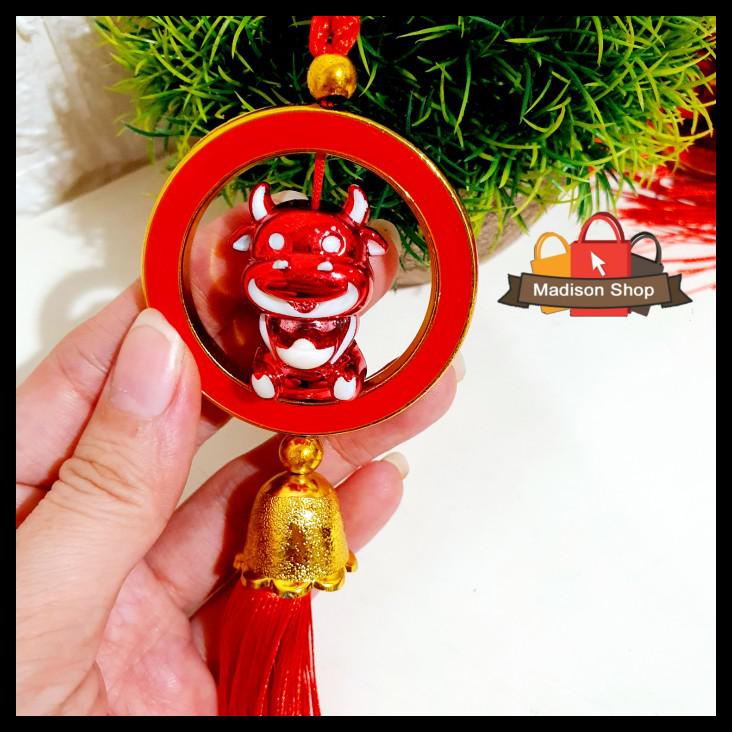 Jual Gantungan Hoki Fu Lingkar Kerbau Emas Tali Merah Knot Tinsel