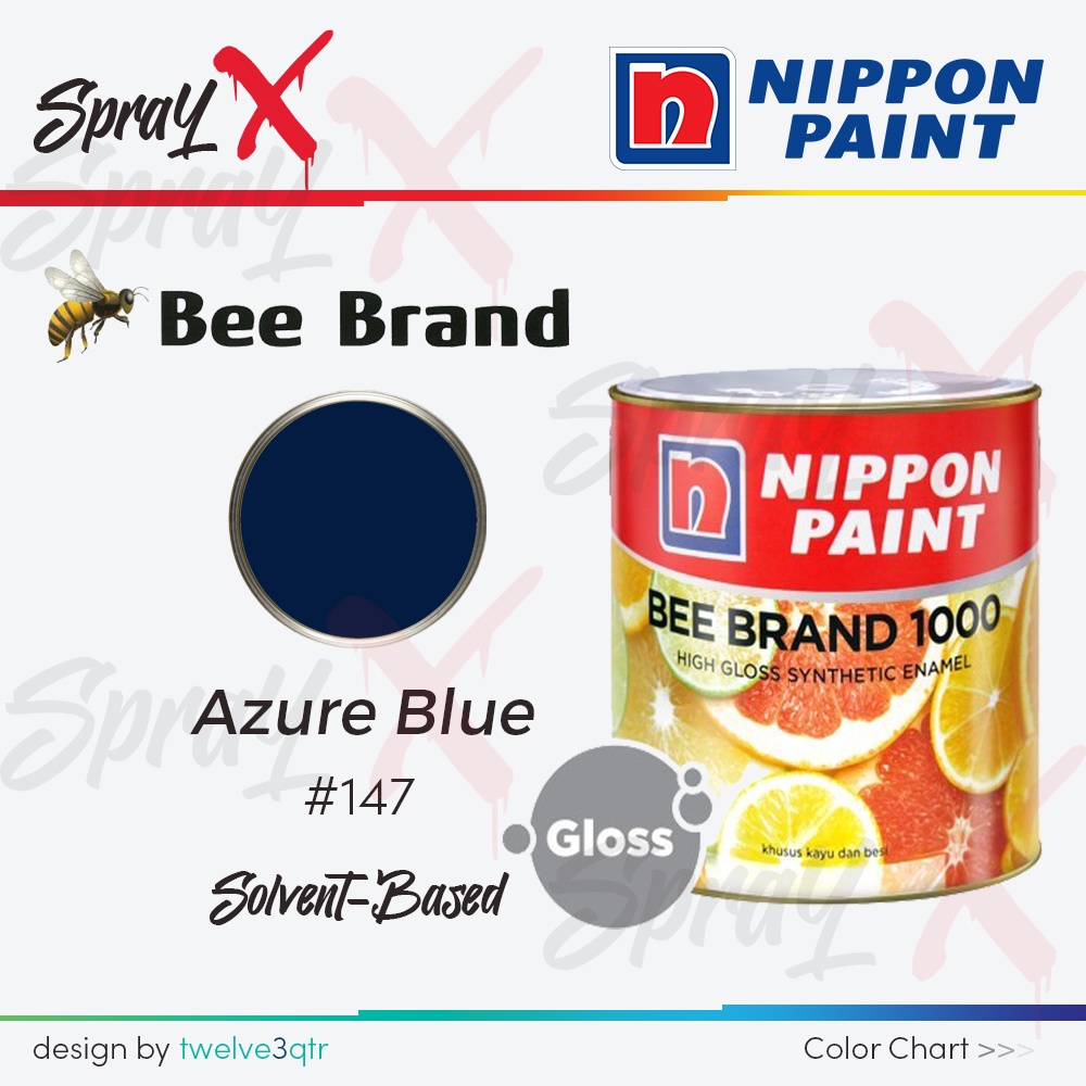 Jual BEE BRAND 1000 AZURE BLUE 147 / BIRU GELAP 147 0.9 LITER CAT MINYAK NIPPON PAINT