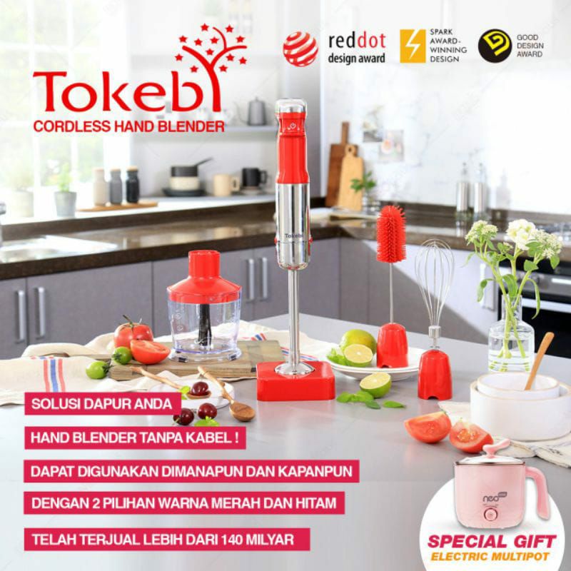 Jual Tokebi Cordless Hand Blender Teknologi Korea Shopee Indonesia