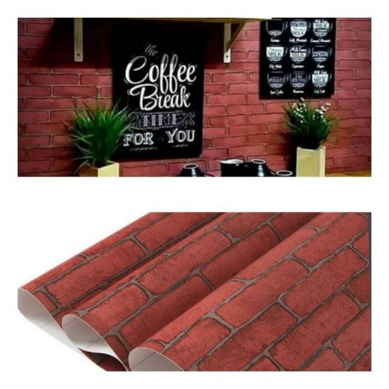 Jual Wallpaper Sticker Dinding Motif Batu Bata Merah Shopee Indonesia