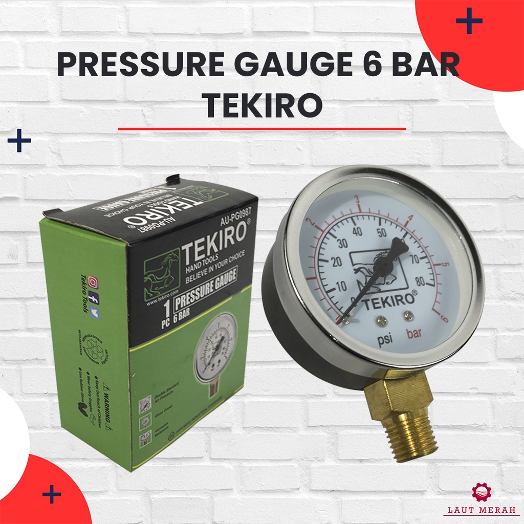 Jual Manometer 6 Bar Pressure Gauge 6Bar 6kg merk TEKIRO Presure Gauge Pengukur Tekanan Angin