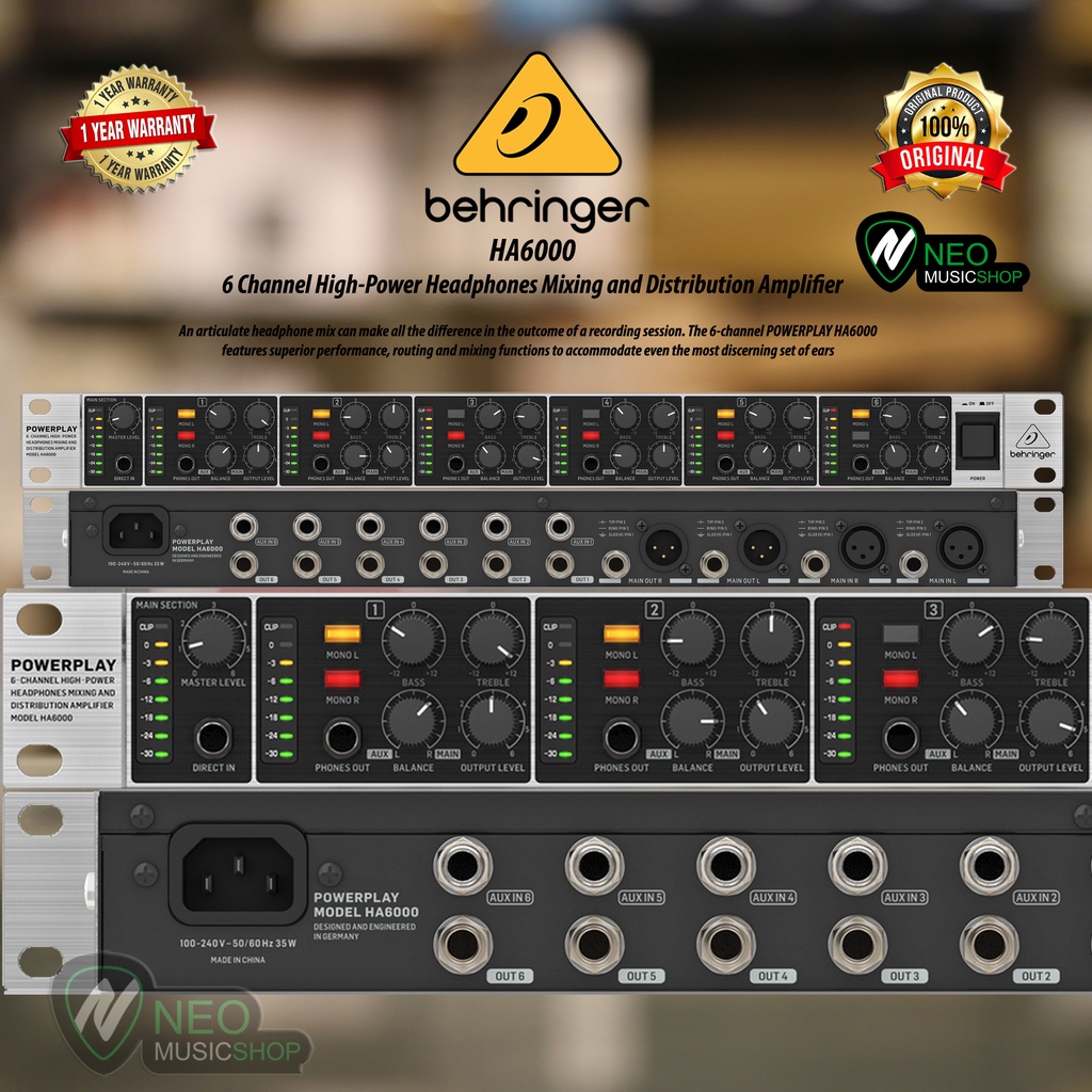 Jual Behringer HA6000 6 Ch Headphones Mixing and Distribution Amplifier