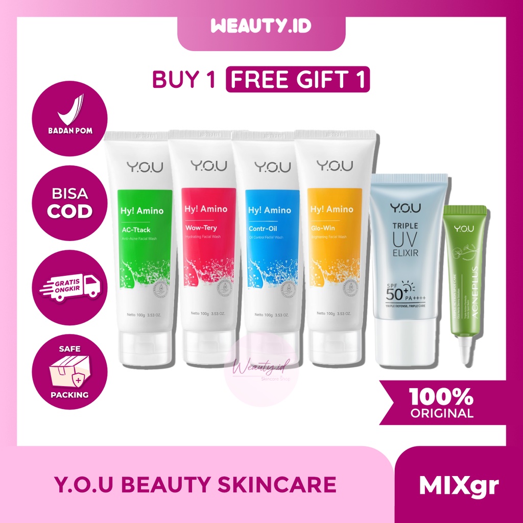 Jual YOU Hy! AMINO FACIAL WASH Oil Control, Hydrating, Brightening