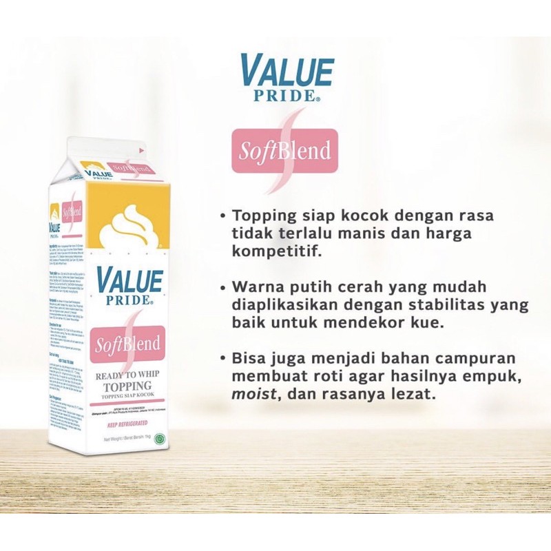 Jual Value Pride Soft Blend 1000ml Whipping Cream Shopee Indonesia