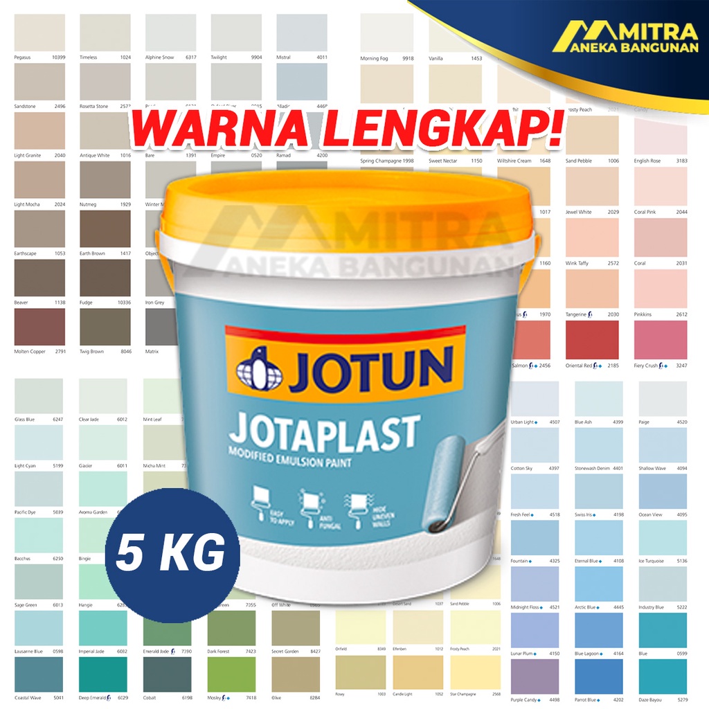 Jual CAT TEMBOK INTERIOR JOTAPLAST 5 KG 5,2 KG / JOTUN ADA SEMUA WARNA