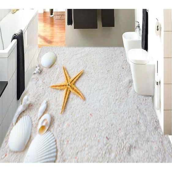 Jual WALLPAPER STICKER CUSTOM 3D WALLPAPER LANTAI PASIR PANTAI PUTIH