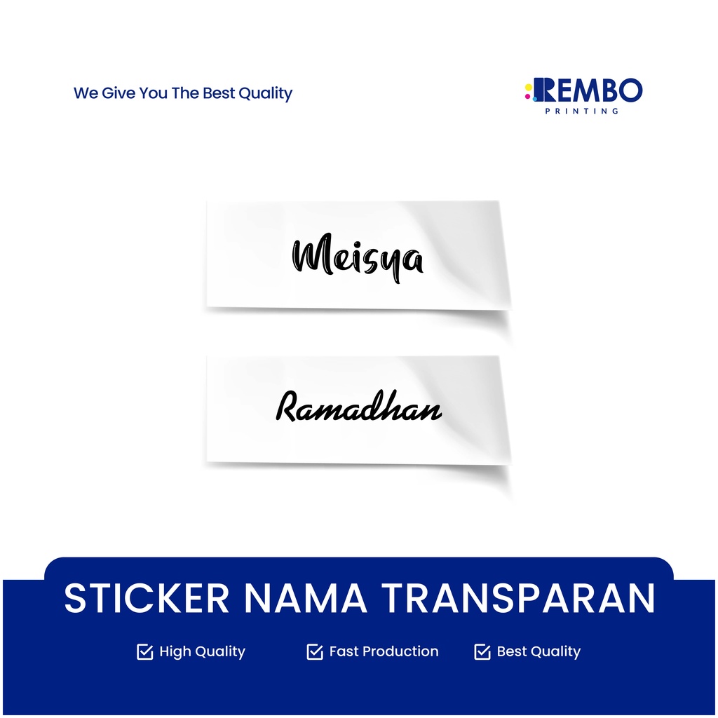Jual Cetak Sticker Nama Transparan Label Nama Sticker Nama