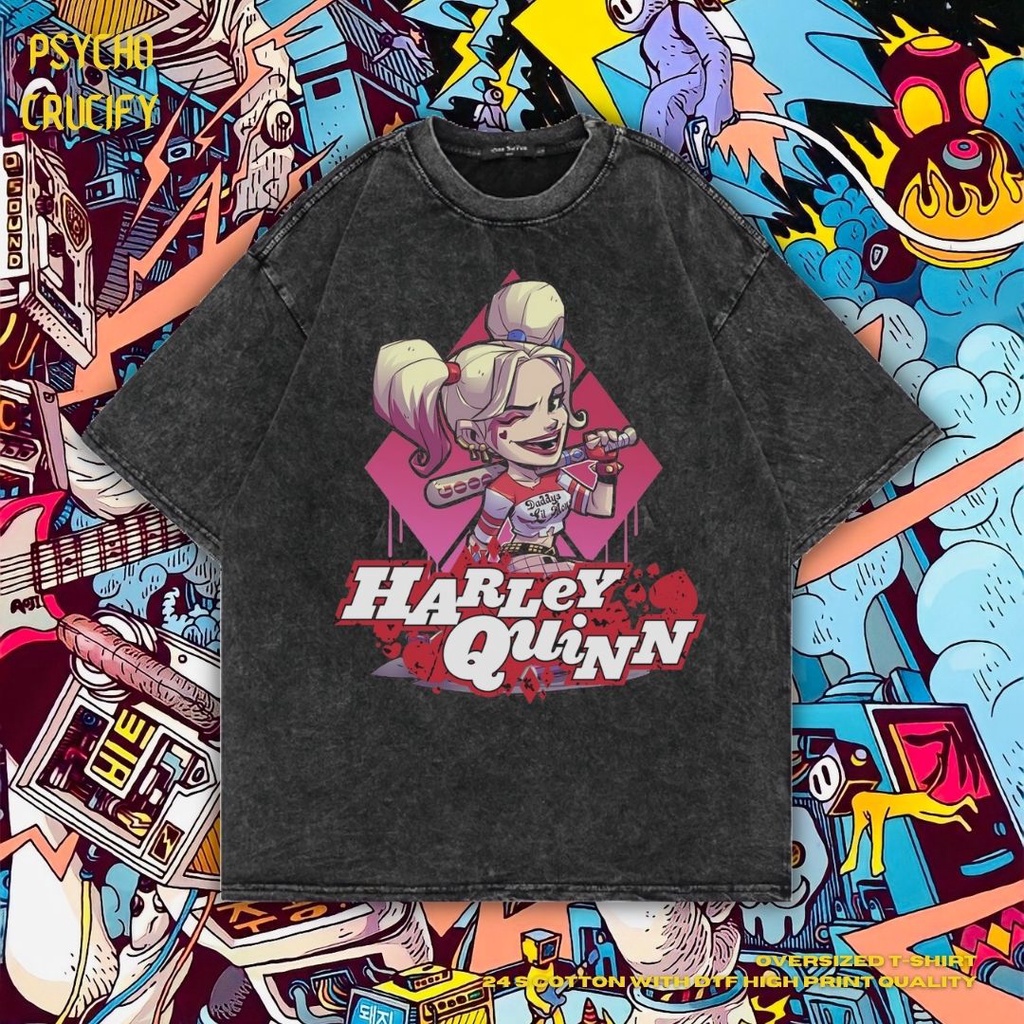 Jual Psycho Crucify "Harley Quinn" Oversized TShirt Stone Wash
