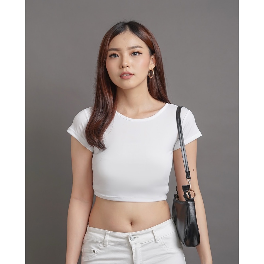 Jual MODAVIE SKY CROP TOP Baju Wanita Crop Top Korea Basic Crop Tee